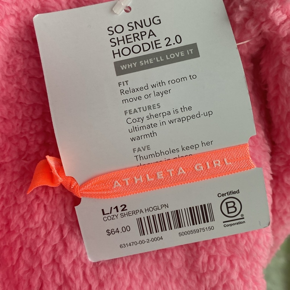 Athleta Girl So Snug Sherpa Hoodie 2.0 Size L 12 NWT - Picture 8 of 8